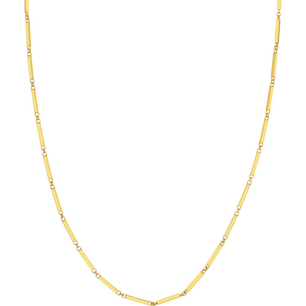 Olas d'Oro - 14K Yellow Gold Rectangle Bar Station Chain Bracelet - 7.25" Length