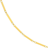 Olas d'Oro - 14K Yellow Gold Rectangle Bar Station Chain Bracelet - 7.25" Length