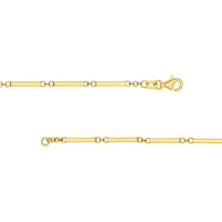 Olas d'Oro - 14K Yellow Gold Rectangle Bar Station Chain Bracelet - 7.25" Length
