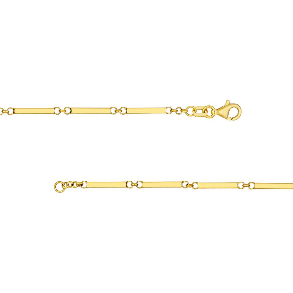 Olas d'Oro - 14K Yellow Gold Rectangle Bar Station Chain Bracelet - 7.25" Length