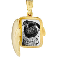 Olas d'Oro - 14K Yellow Gold Rectangle Locket with Bail Closure - 2.10 Grams Total Weight