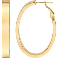 Olas d'Oro - 14K Yellow Gold Rectangle Tube Oval Hoop Earrings  Sleek & Modern Design with Post & Omega Back Closure