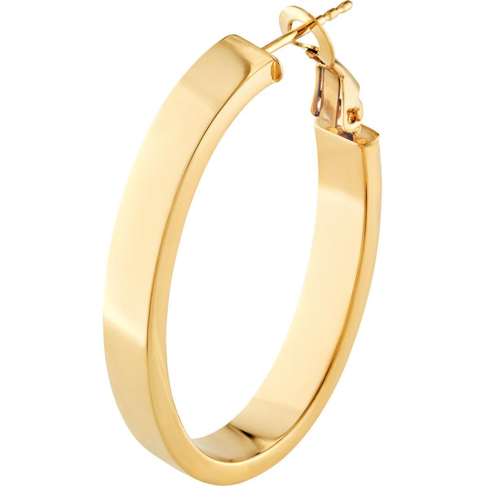 Olas d'Oro - 14K Yellow Gold Rectangle Tube Oval Hoop Earrings  Sleek & Modern Design with Post & Omega Back Closure