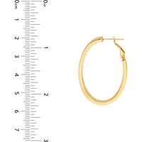 Olas d'Oro - 14K Yellow Gold Rectangle Tube Oval Hoop Earrings  Sleek & Modern Design with Post & Omega Back Closure