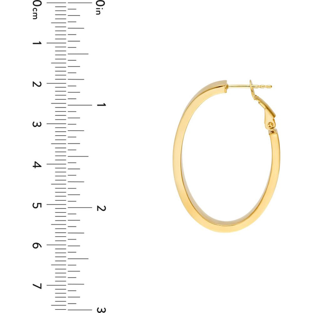 Olas d'Oro - 14K Yellow Gold Rectangle Tube Oval Hoop Earrings  Sleek & Modern Design with Post & Omega Back Closure