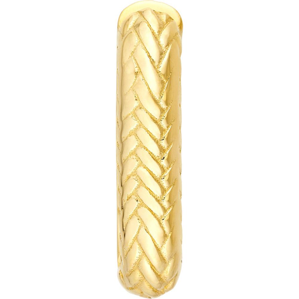 Olas d'Oro - 14K Yellow Gold Rectangular Diamond-Cut Pattern Hoops - 2.62 Grams Total Weight