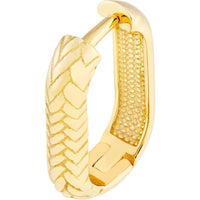 Olas d'Oro - 14K Yellow Gold Rectangular Diamond-Cut Pattern Hoops - 2.62 Grams Total Weight