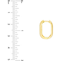 Olas d'Oro - 14K Yellow Gold Rectangular Diamond-Cut Pattern Hoops - 2.62 Grams Total Weight