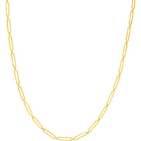 Olas d'Oro - 14K Yellow Gold Rectangular Link Station Chain Necklace - 18" Length, 6.5 Grams