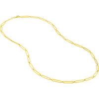 Olas d'Oro - 14K Yellow Gold Rectangular Link Station Chain Necklace - 18" Length, 6.5 Grams