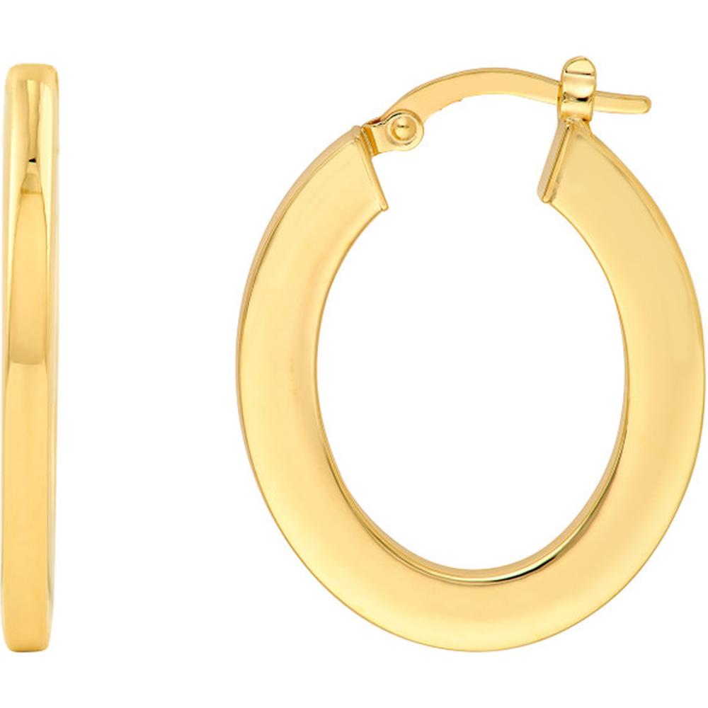 Olas d'Oro - 14K Yellow Gold Rectangular Tube Oval Shape Hoop Earrings - 2.30 Grams Total Weight