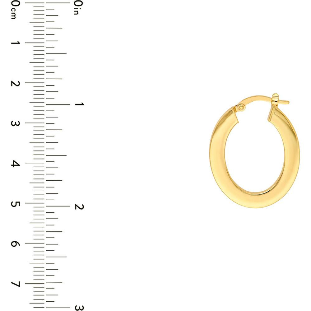 Olas d'Oro - 14K Yellow Gold Rectangular Tube Oval Shape Hoop Earrings - 2.30 Grams Total Weight
