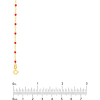 Olas d'Oro - 14K Yellow Gold Red Enamel Bead Piatto Chain Necklace - 18" Length