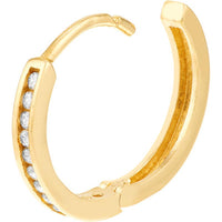 Olas d'Oro - 14K Yellow Gold Reversible CZ Mini Hoop Earrings - 0.50 Carat Total CZ Weight