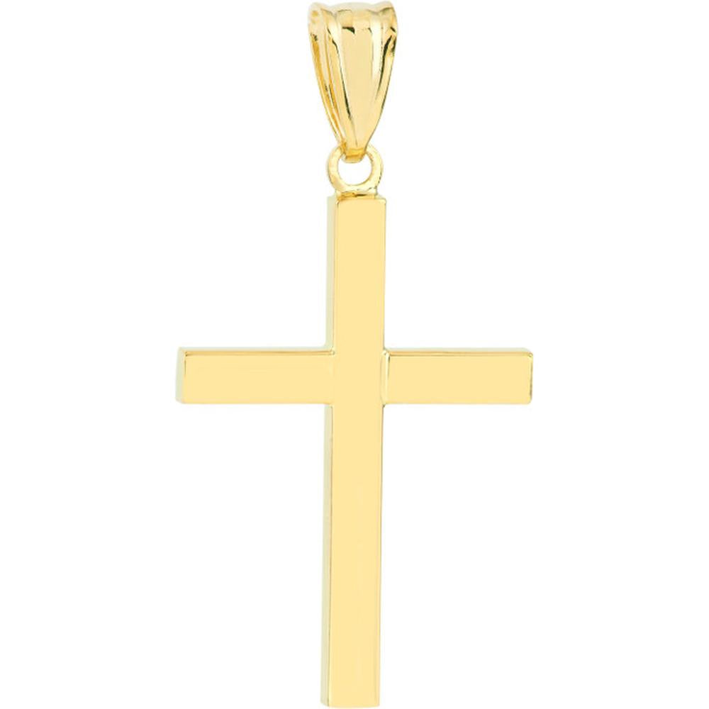 Olas d'Oro - 14K Yellow Gold Reversible Diamond-Cut and Polished Cross Pendant