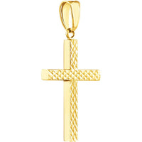 Olas d'Oro - 14K Yellow Gold Reversible Diamond-Cut and Polished Cross Pendant