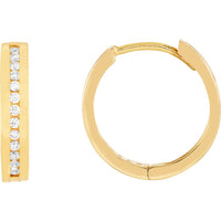 Olas d'Oro - 14K Yellow Gold Reversible Hoop Earrings with Cubic Zirconia Stones - 0.60 Carat Total CZ Weight
