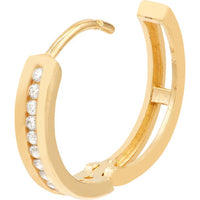 Olas d'Oro - 14K Yellow Gold Reversible Hoop Earrings with Cubic Zirconia Stones - 0.60 Carat Total CZ Weight