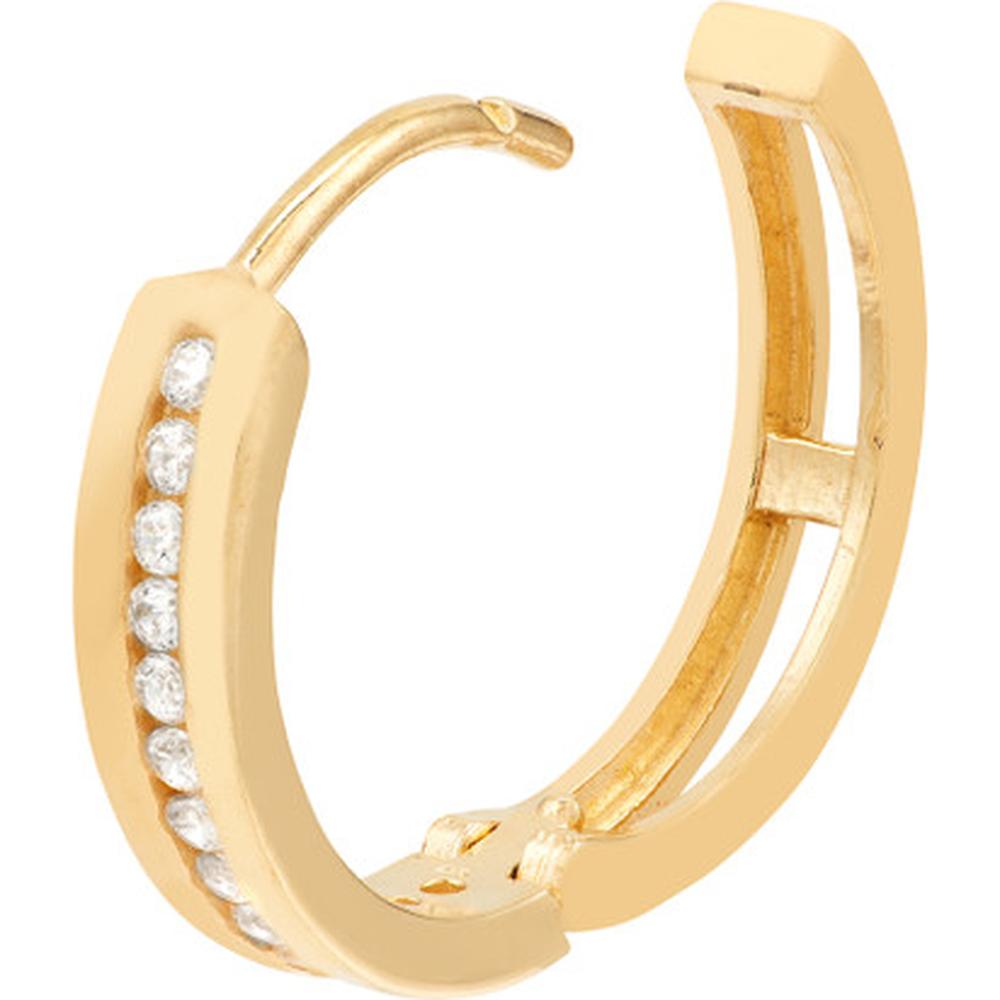 Olas d'Oro - 14K Yellow Gold Reversible Hoop Earrings with Cubic Zirconia Stones - 0.60 Carat Total CZ Weight