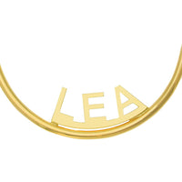 Olas d'Oro - 14K Yellow Gold Revolve Block Nameplate Hoop Earrings - 25mm