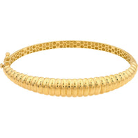 Olas d'Oro - 14K Yellow Gold Ribbed Bangle Bracelet - 7.70g Total Weight
