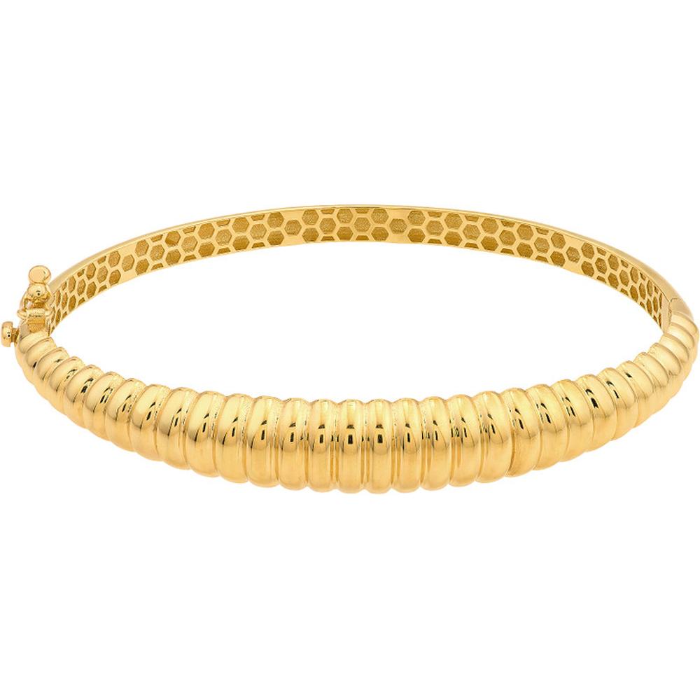 Olas d'Oro - 14K Yellow Gold Ribbed Bangle Bracelet - 7.70g Total Weight
