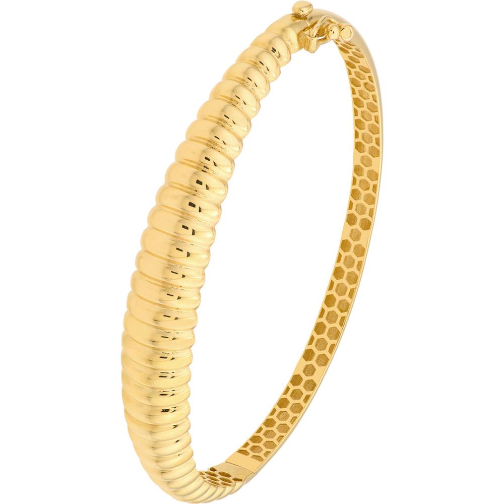 Olas d'Oro - 14K Yellow Gold Ribbed Bangle Bracelet - 7.70g Total Weight