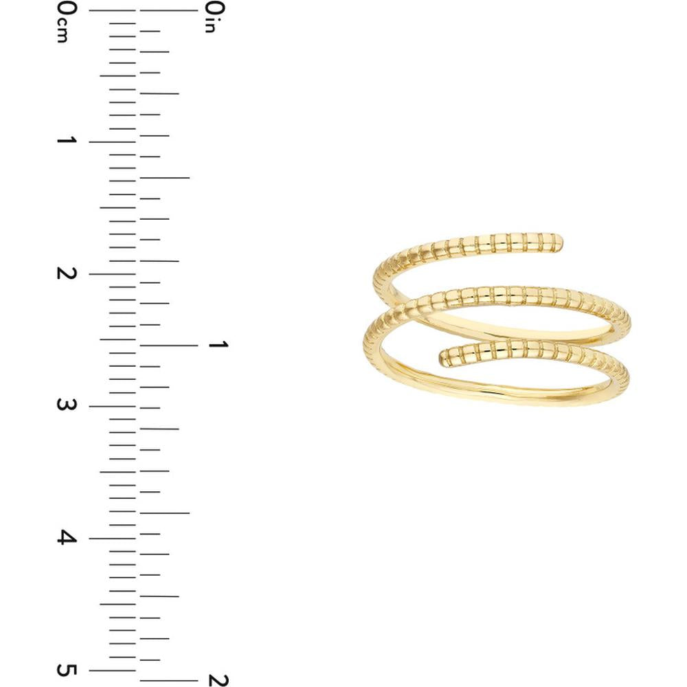 Olas d'Oro - 14K Yellow Gold Ribbed Bypass Ring Bold and Textured Size 6