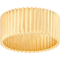 Olas d'Oro - 14K Yellow Gold Ribbed Cigar Wide Band Ring - Size 8, 6.07 Grams