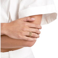 Olas d'Oro - 14K Yellow Gold Ribbed Cigar Wide Band Ring - Size 8, 6.07 Grams