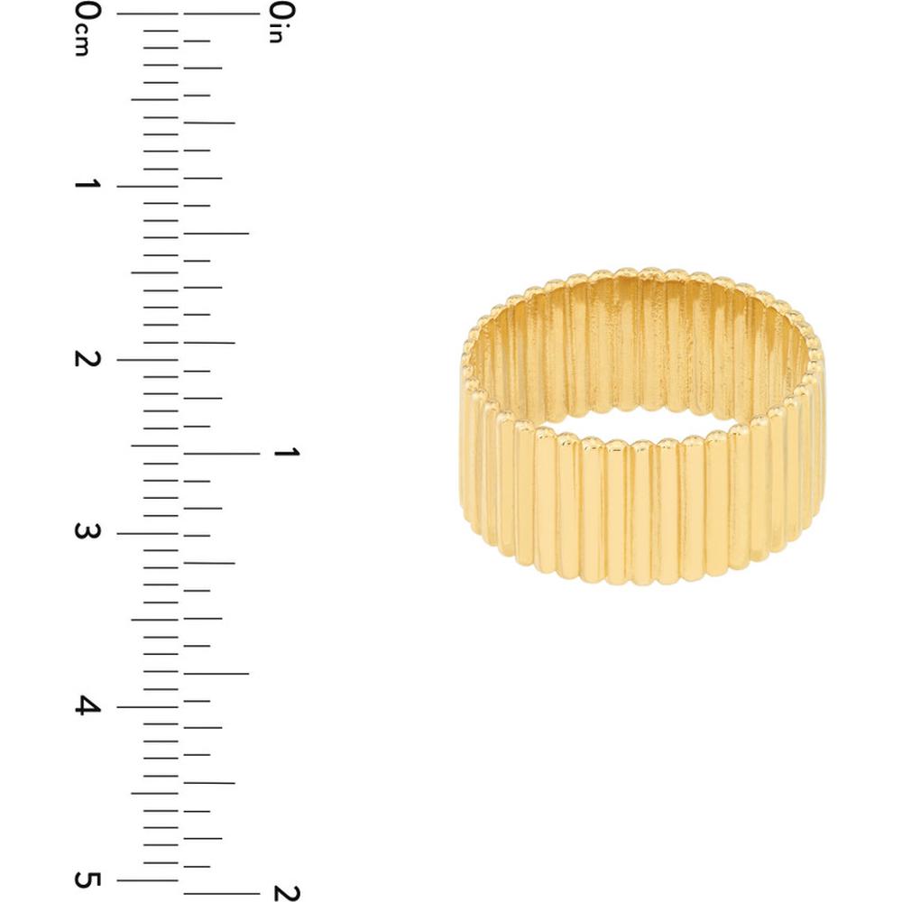 Olas d'Oro - 14K Yellow Gold Ribbed Cigar Wide Band Ring - Size 8, 6.07 Grams