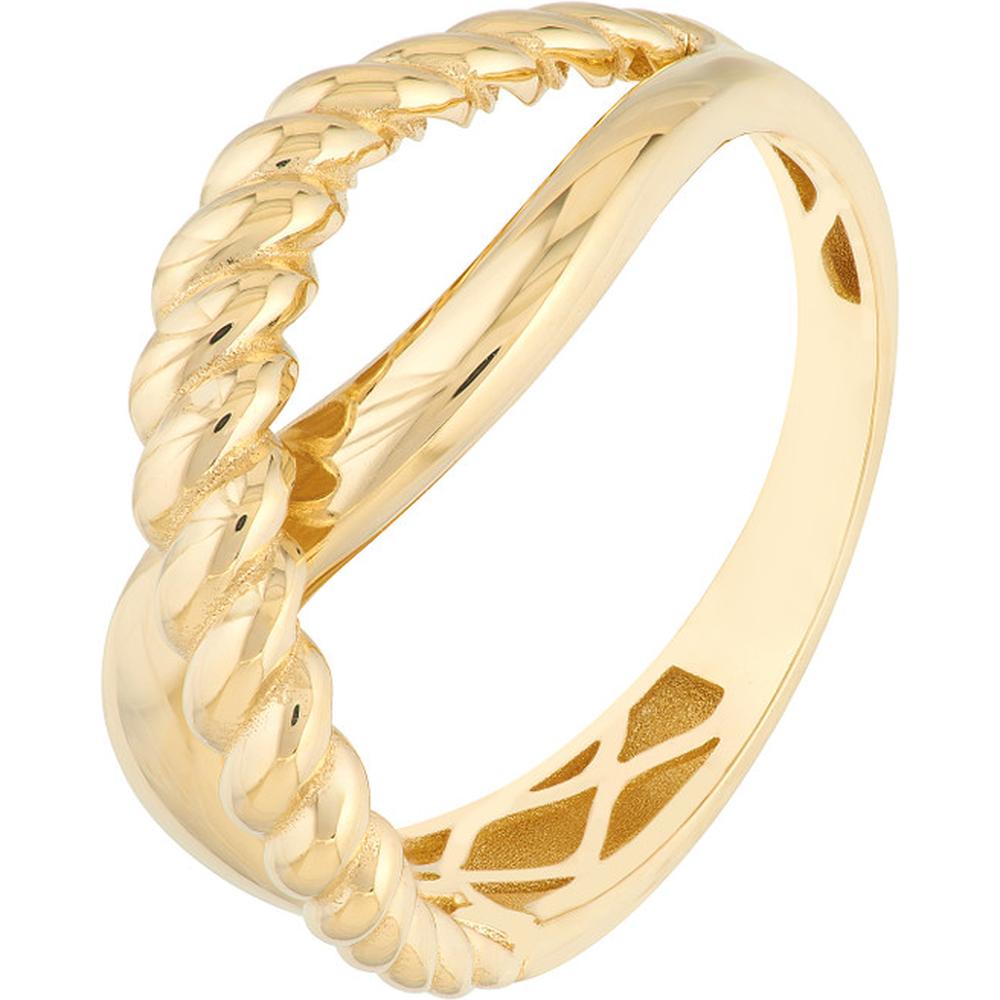 Olas d'Oro - 14K Yellow Gold Ribbed Crossover Ring - Size 6
