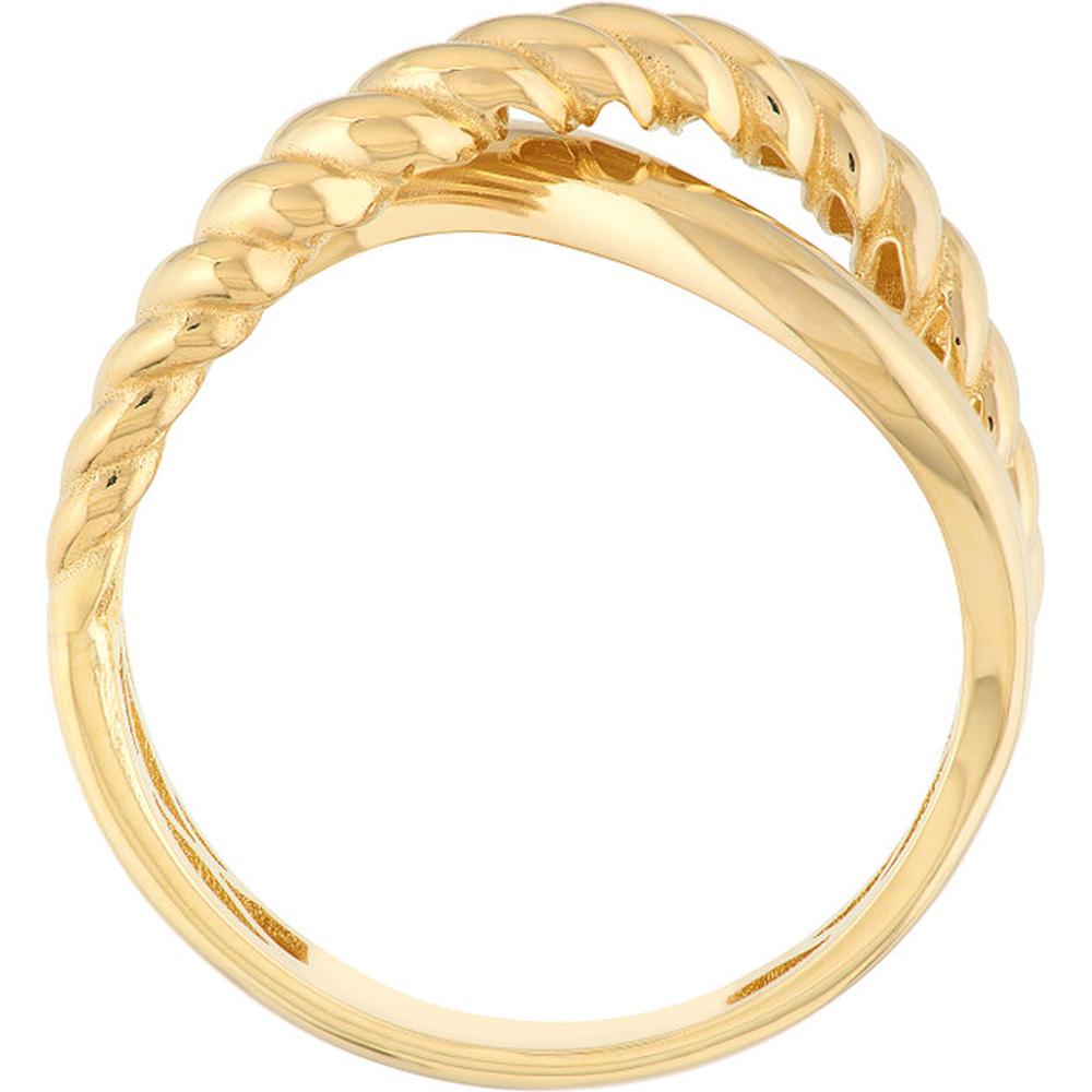 Olas d'Oro - 14K Yellow Gold Ribbed Crossover Ring - Size 7 - 2.40 Grams