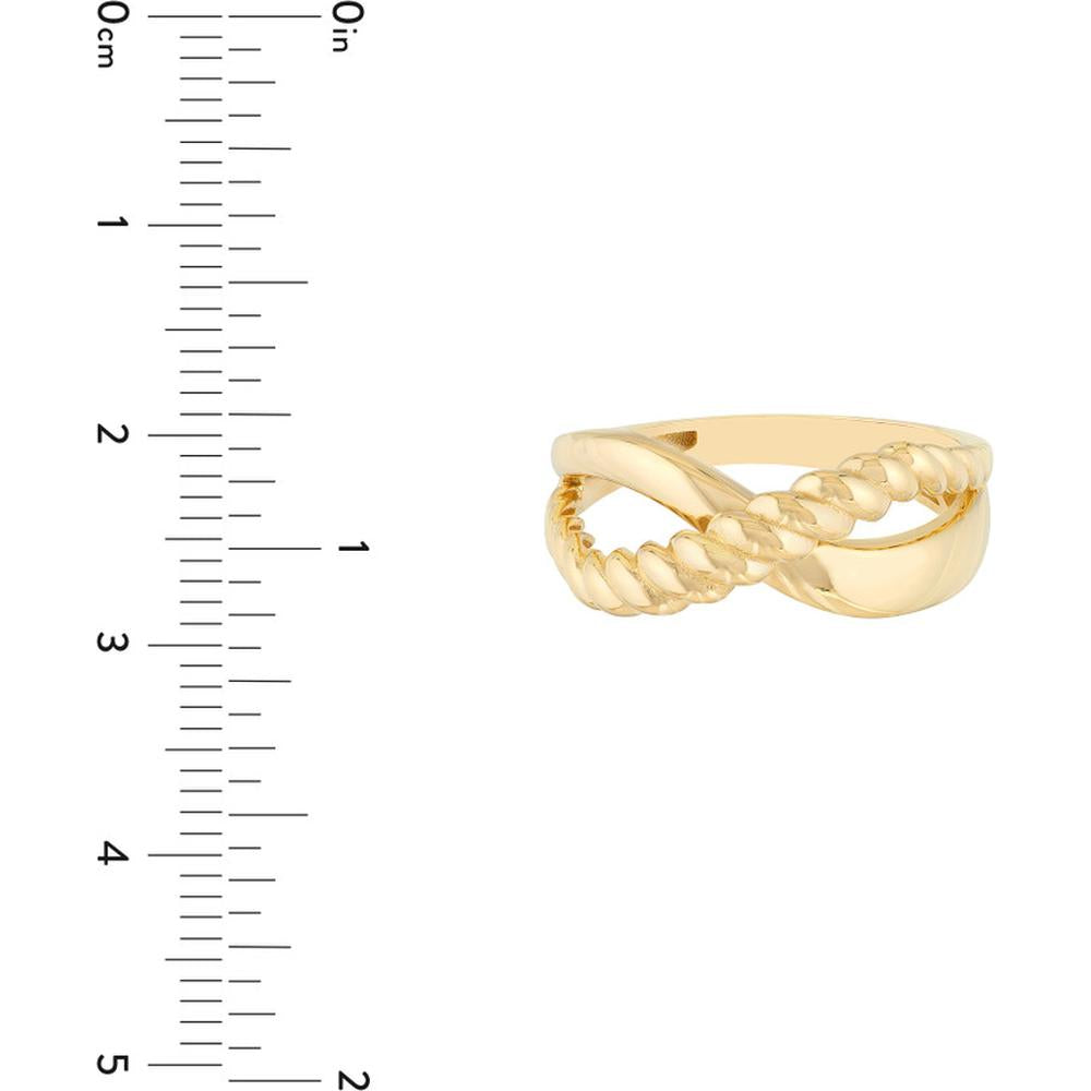 Olas d'Oro - 14K Yellow Gold Ribbed Crossover Ring - Size 7 - 2.40 Grams
