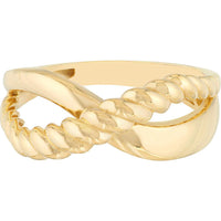 Olas d'Oro - 14K Yellow Gold Ribbed Crossover Ring - Size 8 - 2.40 Grams Weight