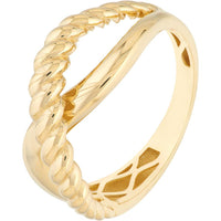 Olas d'Oro - 14K Yellow Gold Ribbed Crossover Ring - Size 8 - 2.40 Grams Weight