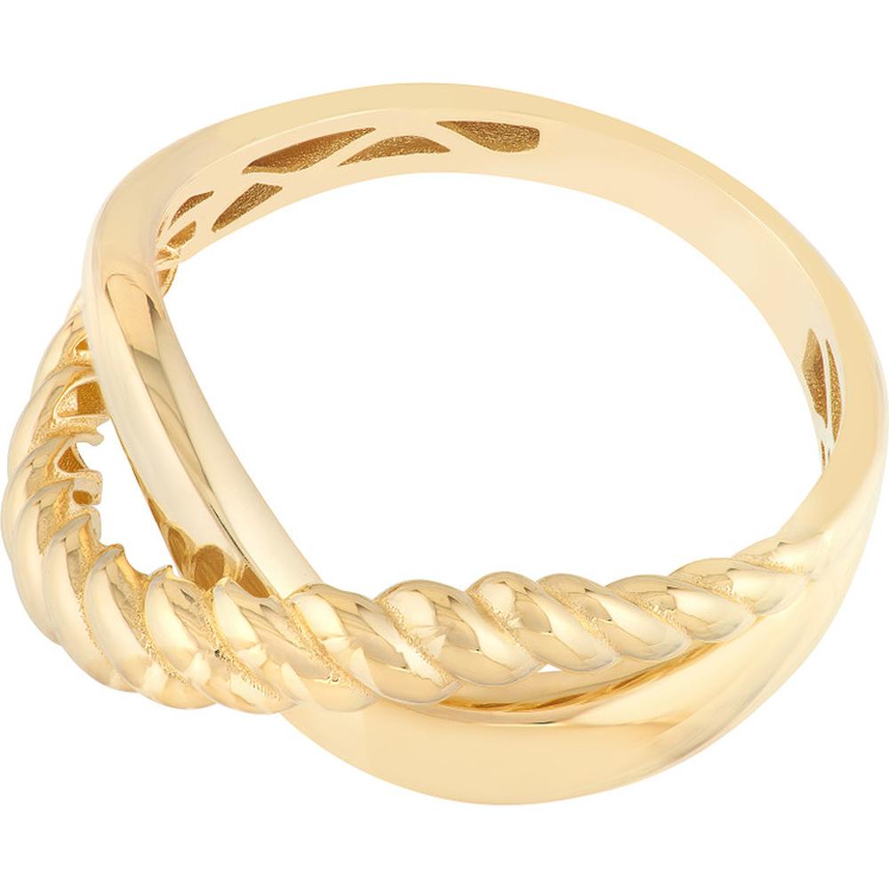 Olas d'Oro - 14K Yellow Gold Ribbed Crossover Ring - Size 8 - 2.40 Grams Weight