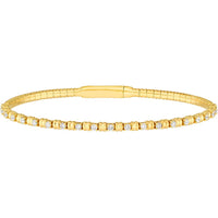 Olas d'Oro - 14K Yellow Gold Ribbed Flexi Bracelet with 5/8 Total Carat Weight of Alternating Diamonds
