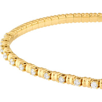 Olas d'Oro - 14K Yellow Gold Ribbed Flexi Bracelet with 5/8 Total Carat Weight of Alternating Diamonds