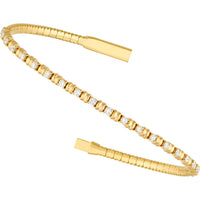 Olas d'Oro - 14K Yellow Gold Ribbed Flexi Bracelet with 5/8 Total Carat Weight of Alternating Diamonds