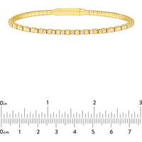 Olas d'Oro - 14K Yellow Gold Ribbed Flexi Bracelet with 5/8 Total Carat Weight of Alternating Diamonds