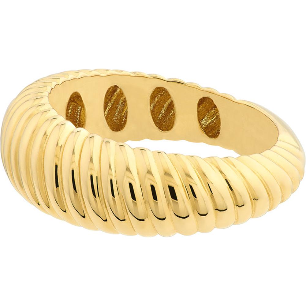 Olas d'Oro - 14K Yellow Gold Ribbed Graduated Polished Band Ring - Size 6