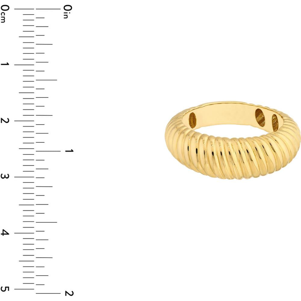 Olas d'Oro - 14K Yellow Gold Ribbed Graduated Polished Band Ring - Size 6