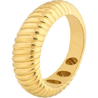 Olas d'Oro - 14K Yellow Gold Ribbed Graduated Polished Band Ring - Size 8
