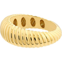 Olas d'Oro - 14K Yellow Gold Ribbed Graduated Polished Band Ring - Size 8