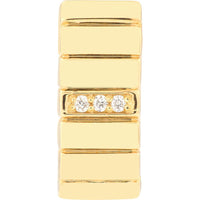 Olas d'Oro - 14K Yellow Gold Ribbed Hoop Earrings with Diamonds - 0.04 Carat Total Diamond Weight