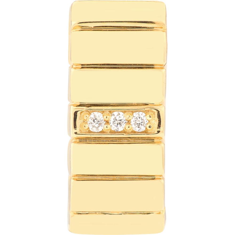Olas d'Oro - 14K Yellow Gold Ribbed Hoop Earrings with Diamonds - 0.04 Carat Total Diamond Weight