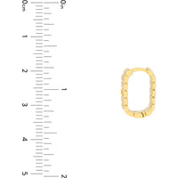 Olas d'Oro - 14K Yellow Gold Ribbed Hoop Earrings with Diamonds - 0.04 Carat Total Diamond Weight