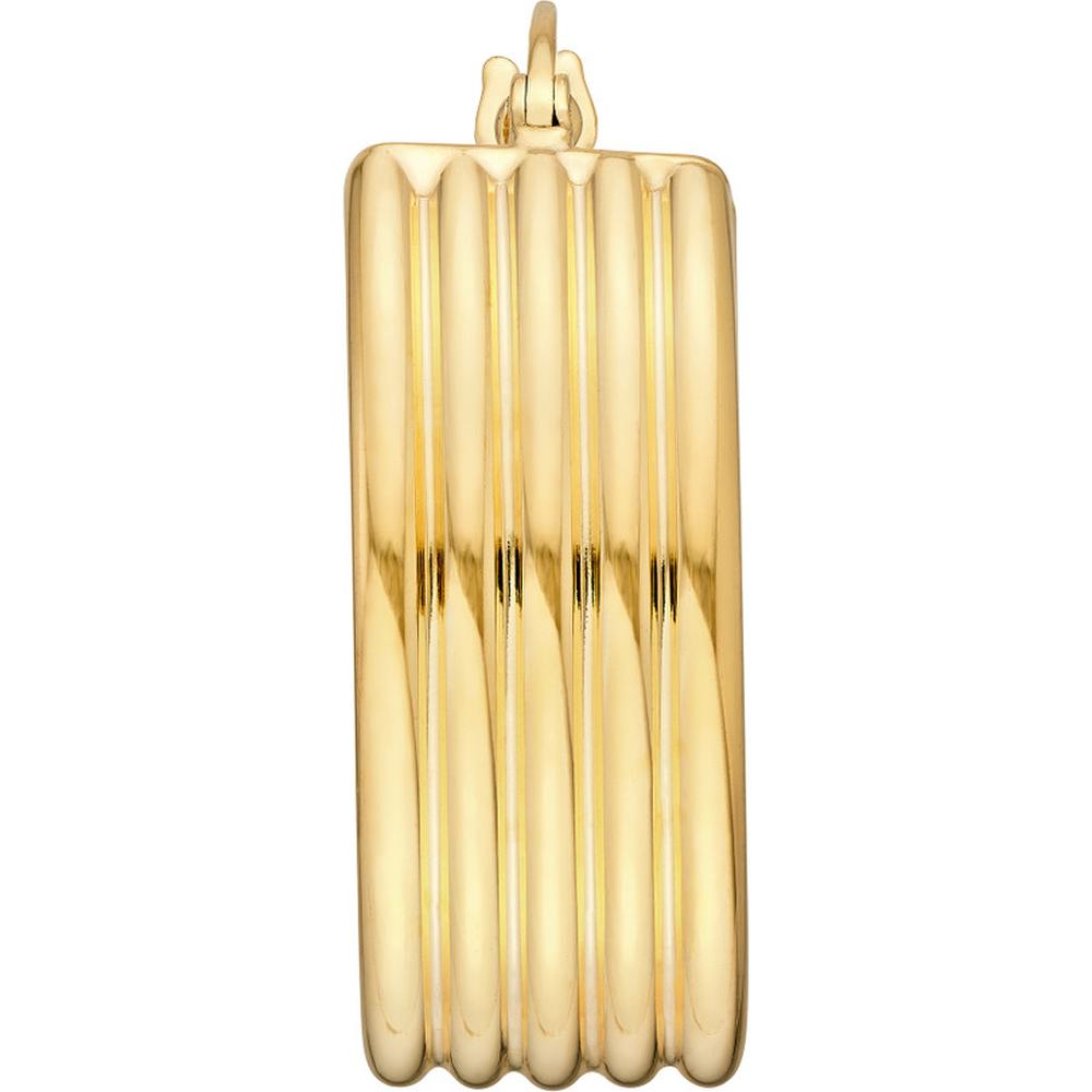 Olas d'Oro - 14K Yellow Gold Ribbed Large Hoop Earrings - 3.15 Grams
