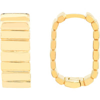 Olas d'Oro - 14K Yellow Gold Ribbed Mini Hoop Earrings with Hinge Closure - 5.09 Grams